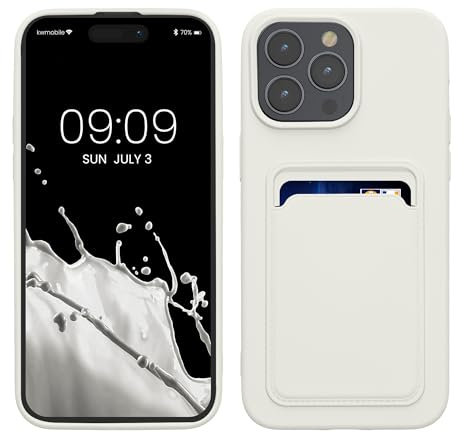 kwmobile Handyhülle kompatibel mit iPhone 15 Pro Max Hülle - Handy Cover mit Fach für Karten - in Weiß
