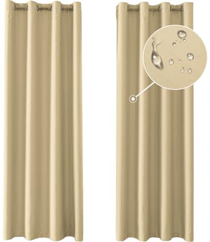 Ystyle Tende Oscuranti Per Interni 2 Pezzi, 140x300cm, Tende Camera Da Letto Moderne Con Anelli, Tende Da Esterno Impermeabile, Tenda Termica Isolante Freddo Per Soggiorno Cameretta, Beige Scuro