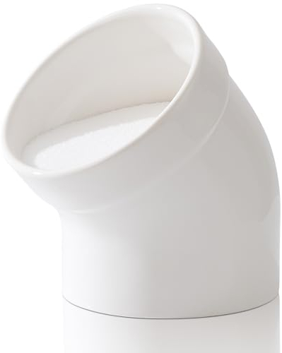 TreaHome Salt Cellar, Modern Ceramic Salt Pig, Salt Containers for Countertop, Sugar Container, Sugar Jar, Easy Access, Dishwasher Safe (White)