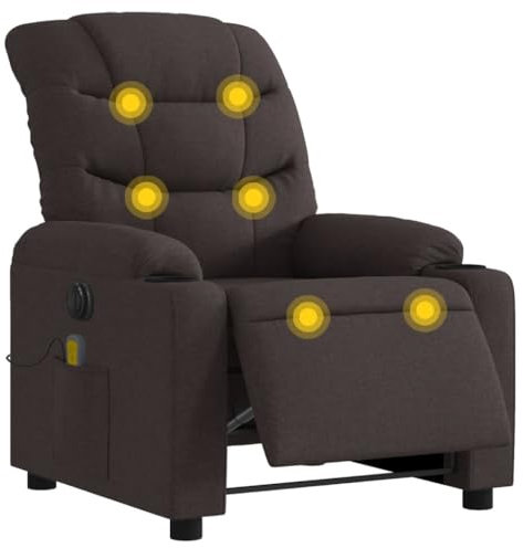 vidaXL Massagesessel Elektrisch, Sessel Verstellbare Rückenlehne Fußteil, Fernsehsessel Relaxsessel mit Liegefunktion, Liegesessel Polstersessel Ruhesessel, Dunkelbraun Stoff