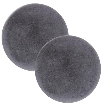 Astra Hochwertiger Kunstfell Teppich flauschig - Teppich Wohnzimmer - Hochflorteppich Lammfell Schaffell Accessoire - Dekofell 2er Set grau Rund Ø 35 cm