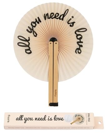 FISURA – Faltfächer miT. Faltfächer aus Papier. Bunter Pai Pai Fächer. Hochzeitsfächer für Gäste. Geschenk für Partys oder Zeremonien. (Love, 1 Stück)