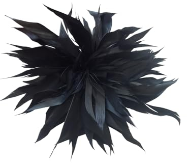 lordies Brosche Anstecknadel Blume Feder Schwarz