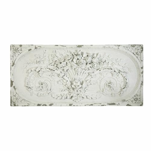 Loberon Deko-Paneel Rêveresque, antikweiß | Barocke Ornamentik, Kunstvoll von Hand Gefertigt, Shabby-Chic, Wandschmuck, Wandobjekt, Wanddekoration, Polyresin, Eisen