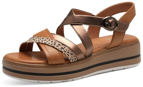 Jana Femme Damen Flache Sandale Vegan Plate, Tan Comb, 38 EU