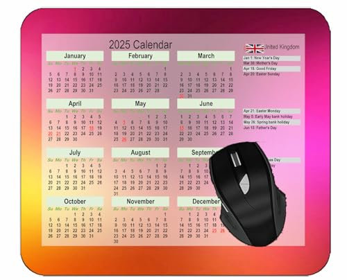 YENDOSTEEN Mouse Pad 2025 Calendar with Holidays,Light Glare Green Paint Personalized Mouse Pad Type360