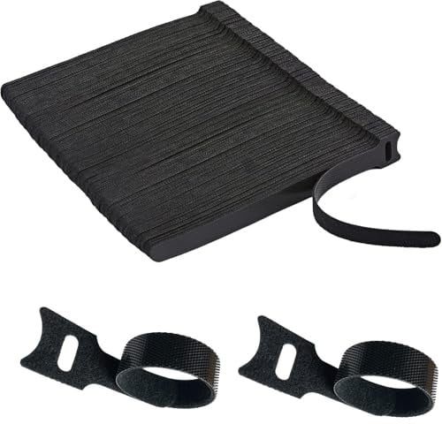 120Pcs Black Reusable Cable Ties, Hook and Loop Straps Cable Ties Organizer Fastener for Home, Long Cable Ties USB Data Cables