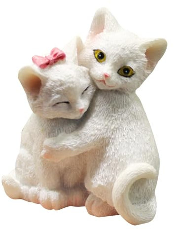 Zuasdvnk Paar Katzen Figur,Katzenpaar Figur, Niedliches Desktop-Ornament, Tierstatue, Moderne Wohndekoration, Yoga-Raum-Dekorfigur, kleine Skulptur für Wohnzimmer