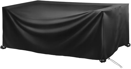 Funda resistente al agua para mesa de patio, 130 x 110 x 85 cm, protección contra los rayos UV, funda para muebles de jardín para mesas cuadradas y rectangulares, hecha de tela Oxford 420D
