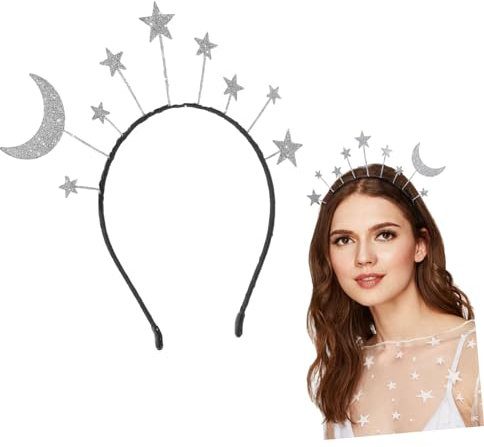 Healeved Stern Mond Haarband Glitzerndes Stirnband für Erwachsene Strapazierfähiges Material Vielseitig für Cosplay Kostümparty Geburtstag und Weihnachtsfeier