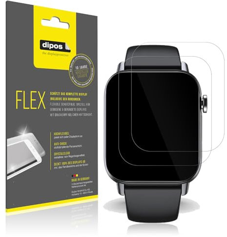 dipos FLEX 2x Schutzfolie klar passend für Gard Pro Health Smartwatch 2+, 100% Displayabdeckung, Anti-Shock, Fingerprint Kompatibel, Case-Friendly, Full Cover Displayschutz Folie