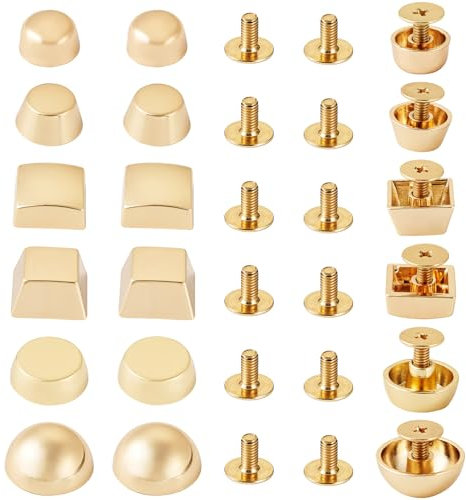 PandaHall 12 rivetti a vite per pelle, a colonna, con fibbia quadrata, per borse, scarpe, vestiti, cinture