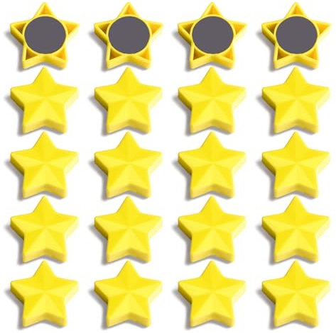 PYJLBX Fridge Magnets, 20 Pack Yellow Star Magnets Heavy Duty - Small Strong Magnet - Cute Mini Decorative Magnets for Whiteboard, Craft, Fridge, Notice Board, Map, Kitchen, Home, School & Classroom