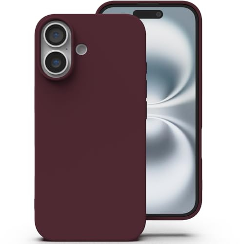 Zuvirelx Silikon Handyhülle für iPhone 16 Hülle, Weiches Griff, Dünne, Minimalistisch, Stoßfest, rutschfest, Taschenpassend - Burgunderrot