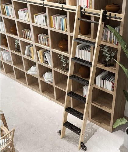 Kit de quincaillerie for Rails, système de Rails for échelle, kit de Rails for Portes coulissantes en Bois, kit de Placard, Tube Rond en Acier au Carbone (sans échelle)(10ft/300cm Track kit)