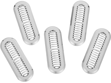 SAFIGLE Tapa Antidesbordamiento para Lavabo 5 Piezas Cubierta de Acero Inoxidable de Malla Fina Diseño Alargado para Fregadero de Baño Filtro contra Residuos y Polvo Accesorio