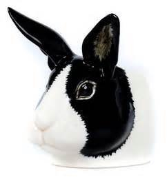 Quail Ceramics Coquetier – Néerlandais Lapin visage noir/blanc