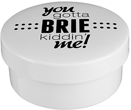 Premier Housewares Pun and Games Cheese Baker, Stoneware, White, 13 x 13 x 6 cm