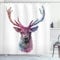 ABAKUHAUS Pastell Duschvorhang, Antlers Wild Nature, Stoffliches Gewebe Badezimmerdekorationsset mit Haken, 175 x 200 cm, Lila Rosa