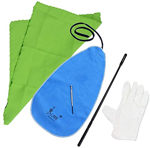 ASNOMY 5tlg Querflöte Reinigungsset Querflöten Zubehör mit Durchzieh Wischertuch Wischerstab großen Mikrofaser-Reinigungstuch Schraubendreher Musikinstrument Pflege für Saxophon Flöte Klarinette