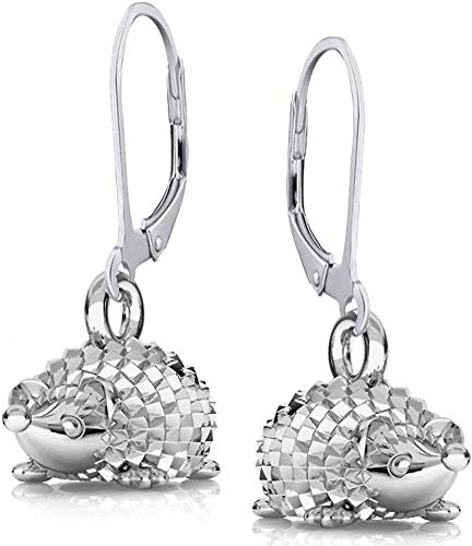 Mädchen Damen Ohrhänger 925 Sterling Silber Igel hängende Ohrringe Kinder Brisur K524o