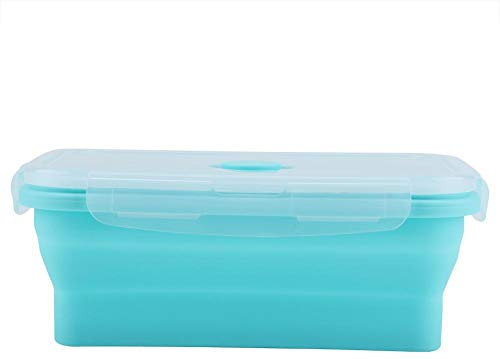 de silicona, contenedor de almacenamiento de alimentos plegable portátil para cocina, microondas, horno y congelador(Verde 1200ml)