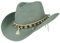 GEMVIE Women's Summer Straw Cowboy Cowgirl Hat Sun Hats Wide Brim Beach Holiday Straw Hat with Shell Band-Green