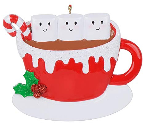 Hot Chocolate Marshmallow Mug Family Christmas Tree Ornament 2022 Personalized Family of 3 Christmas Ornament Unique Xmas Keepsake Gifts for Parents Kids Grandparents