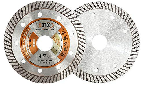 BGTEC Disque Diamant Turbo Super Mince - 2 pièces 115mm Lame de Scie Circulaire Diamètre de l'alésage 22,23 mm Pour découper la céramique/carrelage, le granite et les matériaux durs