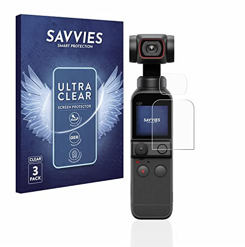 Savvies 6 Stück Schutzfolie für DJI Osmo Pocket 2 (Display + Linse) Displayschutz-Folie Ultra-Transparent