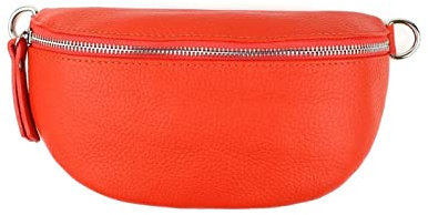 Made in Italy DAMEN LEDER Gürteltasche Crossbody Hüfttasche Bauchtasche Umhängetasche Brusttasche CrossOver Bodybag Schultertasche Handytasche Geldtasche OBC Tasche Schminktasche Kosmetiktasche Papaya