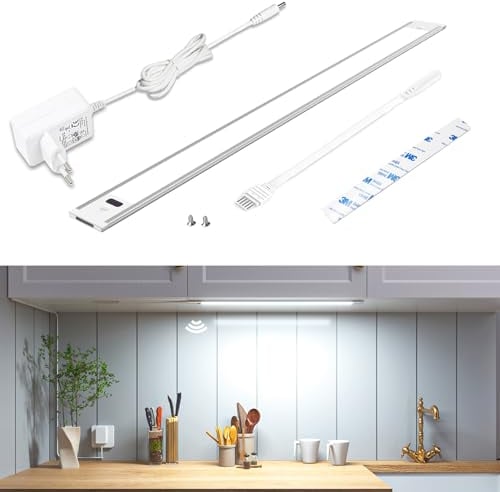 wobsion Led Unterschrankleuchte Küche Dimmbar,Unterbauleuchte Küche mit Sensor,Leiste küche 30CM in Weiß 6000k,Ultra Dünn küchenleuchte Unterbau für Garderobe,Schrank beleuchtung