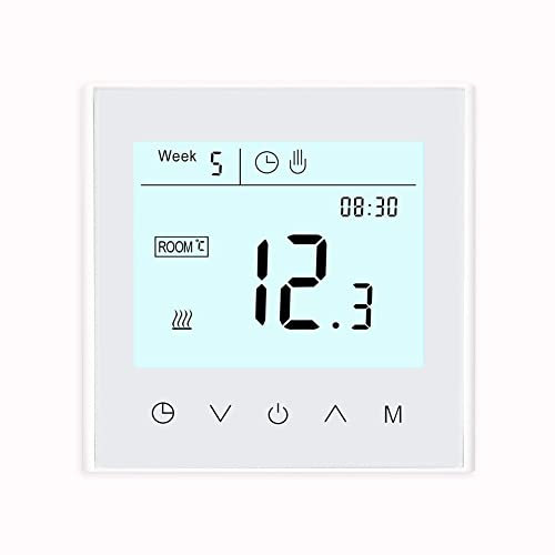 MincoHome Programmable WiFi Thermostat Touch Screen Tuya Smart Temperature Controller for Gas Boiler/Water Warm Floor Heating Controller (White Gas Boiler/Water Heating)