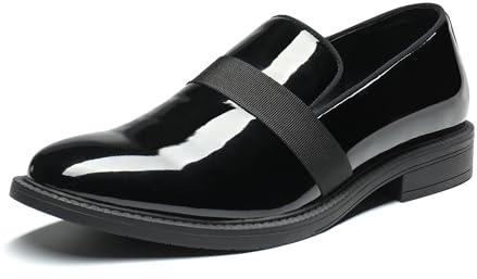 Bruno Marc Men's Dress Tuxedo Shoe Slip-on Classic Patent Leather Loafers,Size 10,Bright Black,SBOX227M