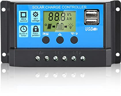 Anern 30A Regolatore di Carica Solare 12V/24V Intelligente Regolatore di Carica della Batteria del Pannello Solare con Display LCD e Doppia Porta USB