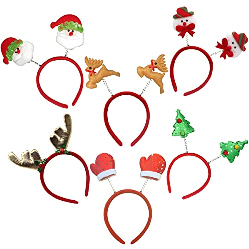 Haarreif Weihnachten, 6 Stück Weihnachts Accessoires, Haarreif Weihnachten Stirnband, Weihnachts Kopfschmuck, Weihnachten Geweih Stirnbänder, Kinder Frauen für Weihnachts Party Haarschmuck