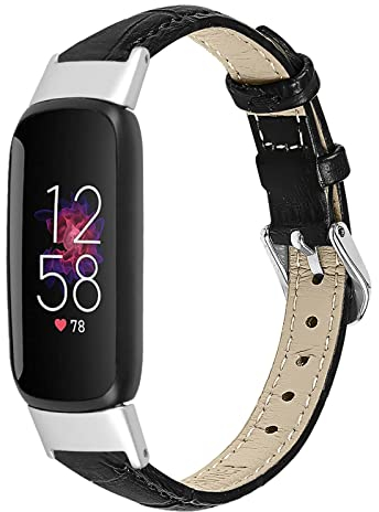 ZUZIS Lederarmband Kompatibel Mit Fitbit Luxe, Ersatzband Damen Herren Komfortables weiches Lederband Armband für Luxe,3