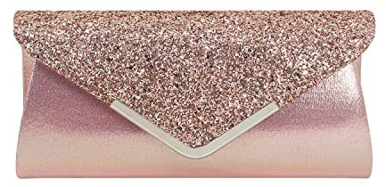 Pochette da donna Syrads Pochette con glitter Borsa da sera Borsa a tracolla alla moda Borse a tracolla con busta elegante,Rosa