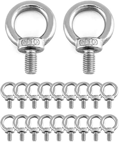QWORK® 20PCS M10 Anneau de Levage, M10 Boulons à il Filetage Mâle, pour Marin Boulons et Équipements de Levage d'Ingénierie (200KG)