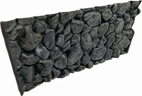 PLASTIKO - Aquarium Hintergrund 3D I Rückwänd 100x50 cm I Leicht zu Montieren und Reinigen I Keine Verklebung Erforderlich I Sicher für Tiere I Grau mit einem Muster aus Flusssteinen