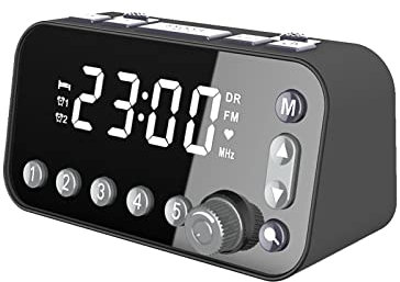 Roadoor Radio-réveil DAB - Minuteur - Radio DAB portable avec double radio FM - Réveil avec 2 ports de charge USB - Réveil radio à côté de la radio numérique - Noir