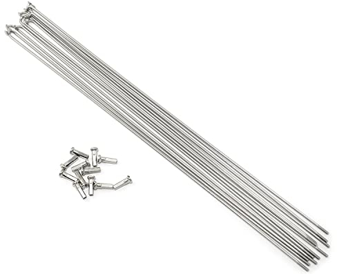 Pro Bamboo Kitchen 12 Stück Stahlspeichen 296 mm 14G J Bend Fahrrad 304 Edelstahl Speichen mit 12 mm Nippel Fahrradspeichen, Silber