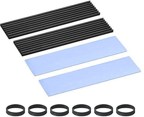 sourcing map 2 Pack M.2 22110 Nvme SSD Heatsink Cooler Alloy Aluminum Heat Sink with 1mm Thermal Pad, for Laptop, Black
