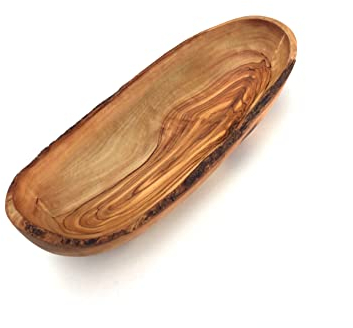 medina mood Schale länglich rustikal Länge wählbar Baguetteschale Obstschale handgemacht aus Olivenholz (23 bis 25 cm)