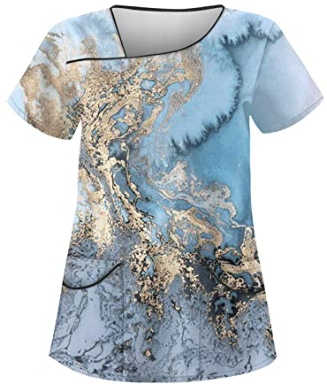 T Shirt Damen,T-Shirts Für Damen Bluse Damen Elegant Tshirt Damen,Blusenshirt Damen Kurzarm Shirt Damen Damen Tshirt,Weiße Bluse Damen Damen Oberteile Damen Bluse(Sky Blue-3,M)