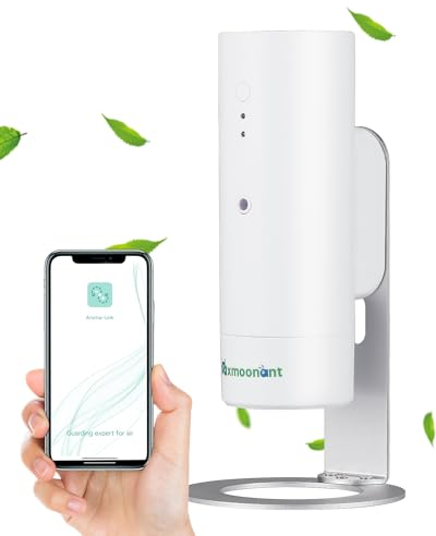 Mxmoonant Aroma Diffuser, Wasserlos, 30-60㎡, 130 ml, Wandhalterung, Smart Scent Diffuser ohne Wasser, App-Steuerung, für Große Räume, Büro, Geschäft, Hotel