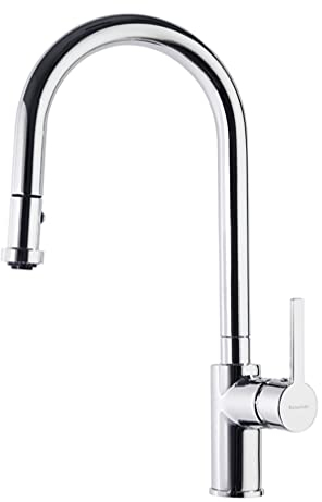 Ramon Soler - Grifo de Cocina Monomando con Caño Alto Extraíble, Ahorro de Agua, Cromado, Sistema S2, Serie Drako, Ideal para Fregadero, Diseño Moderno y Funcional