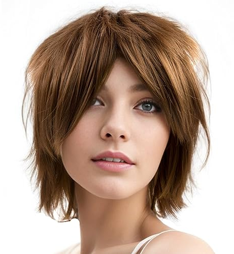 Luxiremi Cosplay Anime Perücke Kurzhaar Kastanienbraun Für Herren Damen Gestufte Haarperücken Für Halloween Kostüm Party Und Karneval Perücke