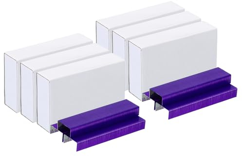 PATIKIL Heftklammern für Hefter 6 Pack(1000Stk Heftklammern pro Pack) 26/6 Standard 1/4 Länge Heftklammern Staufrei für Zuhause Bürobedarf Lila
