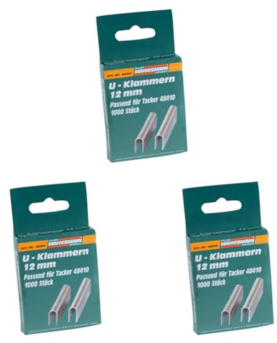 Mannesmann Ersatzklammern 12 mm U-Form, für Tacker 48410, M48412 (Packung mit 3)